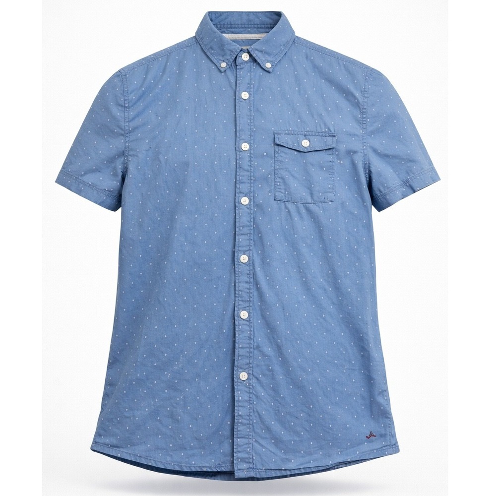 Jeremiah Button Down Shirt Mens M Blue Micro Dot Short Sleeve Cotton Pocket